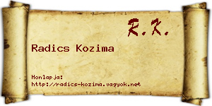 Radics Kozima névjegykártya